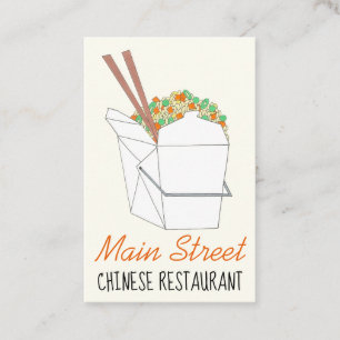 Fried Rice Chinese Takeout Container Chopsticks Business Card