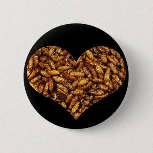 Fried Silk Worms Heart 2 Inch Round Button