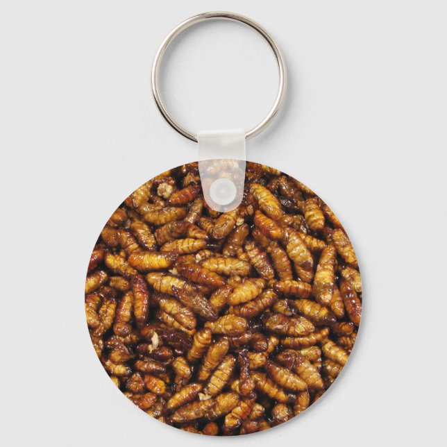 Fried Silk Worms ... Thai Street Food Keychain (Front)