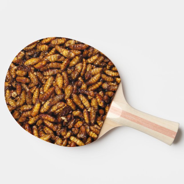 Fried Silk Worms ... Thai Street Food Ping Pong Paddle (Side)