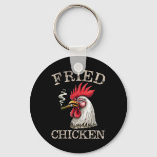 Fried Smoking Chicken Graphic Weed Men Women Keychain