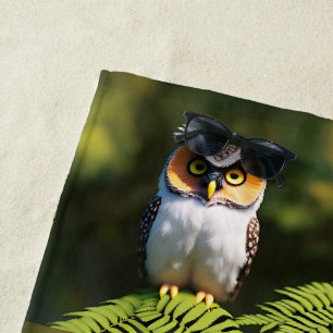 "Frieda the Screech Owl: A Nocturnal Beauty" Beach Towel
