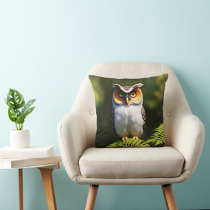 "Frieda the Screech Owl: A Nocturnal Beauty" Throw Pillow