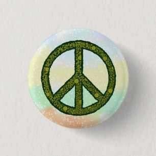 Friedenszeichen grün  1 inch round button