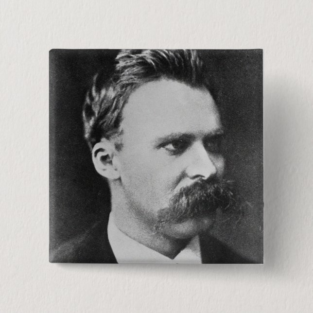 Friedrich Wilhelm Nietzsche (1844-1900) 1873 (b/w 2 Inch Square Button (Front)