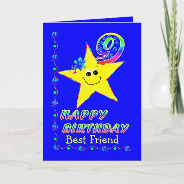 Friend 9th Birthday Stars for Girls Card (Front)