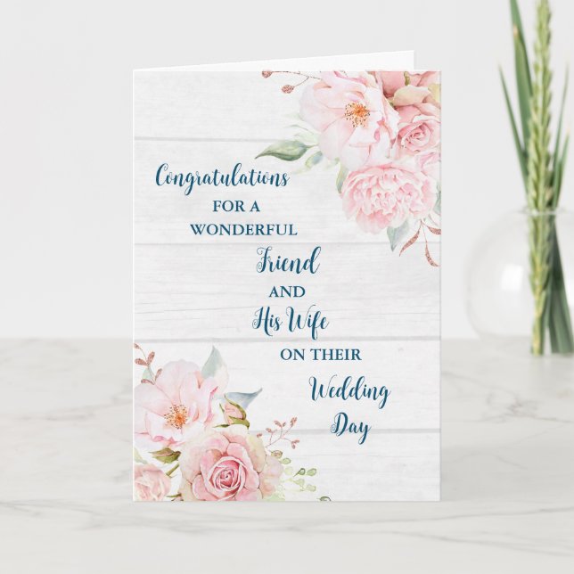 Friend and His Wife Wedding Day Congratulations Card (Front)