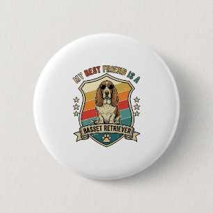 Friend Basset Retriever Dog Sunglasses Retro Shiel 2 Inch Round Button