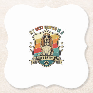 Friend Basset Retriever Dog Sunglasses Retro Shiel Paper Coaster
