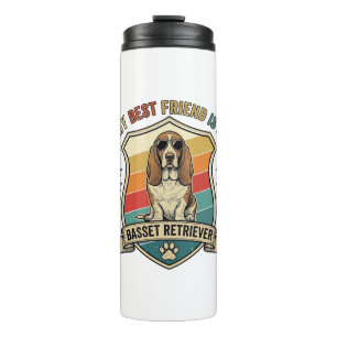 Friend Basset Retriever Dog Sunglasses Retro Shiel Thermal Tumbler