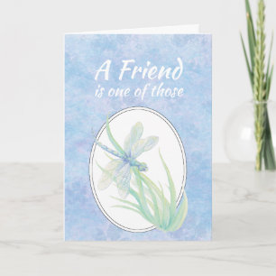 Friend Birthday Blue Dragonfly Watercolor Art Card