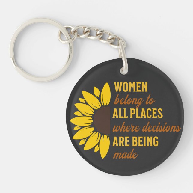 Friend Birthday Gift Feminist Sunflower Keepsake Keychain (Front)