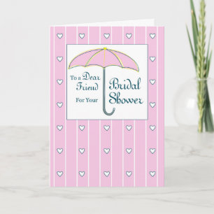 Friend, Bridal Shower Pink Umbrella Thank You Card