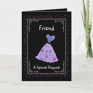 FRIEND - Bridesmaid - Purple Flowered Dress Invitation