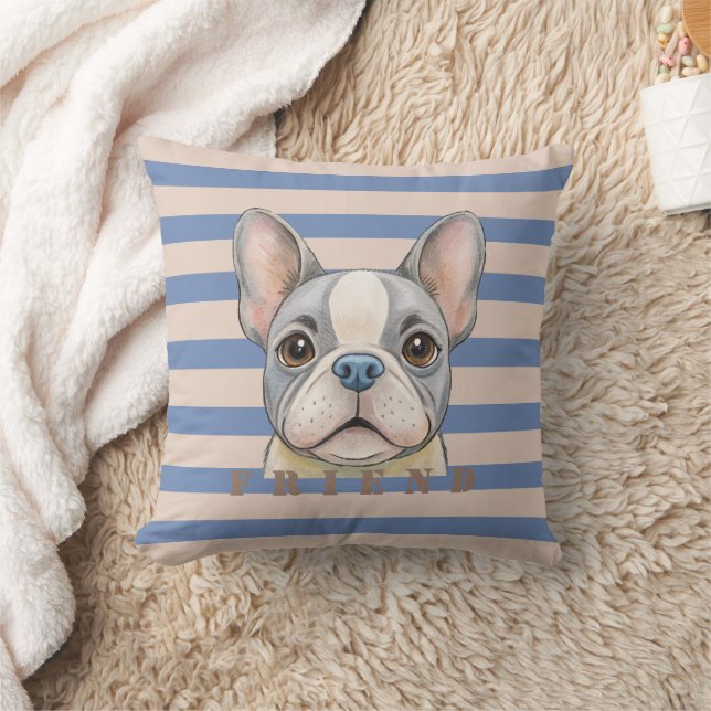 Friend Bulldog Throw Pillow (Blanket)