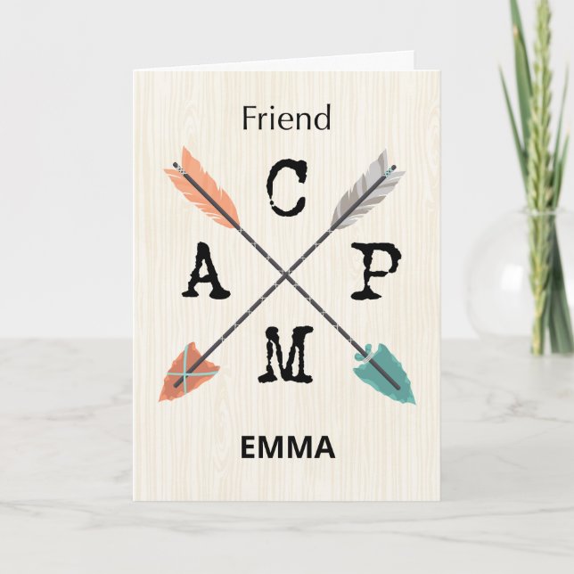 Friend Camp Personalize Name Arrows Card (Front)