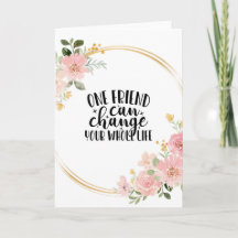 Friend card, aesthetic floral friendship quote art