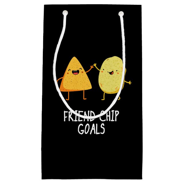 Friend-Chip Goals Funny Chip Pun Dark BG Small Gift Bag (Front)