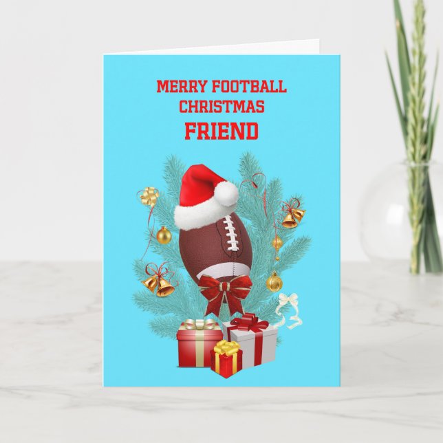 Friend Christmas Football Holiday Card (Front)