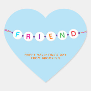 Friend cute friendship bracelet blue Valentine's Heart Sticker