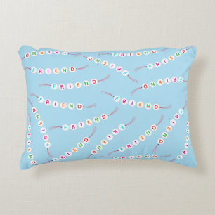 Friend cute friendship bracelet pattern light blue accent pillow