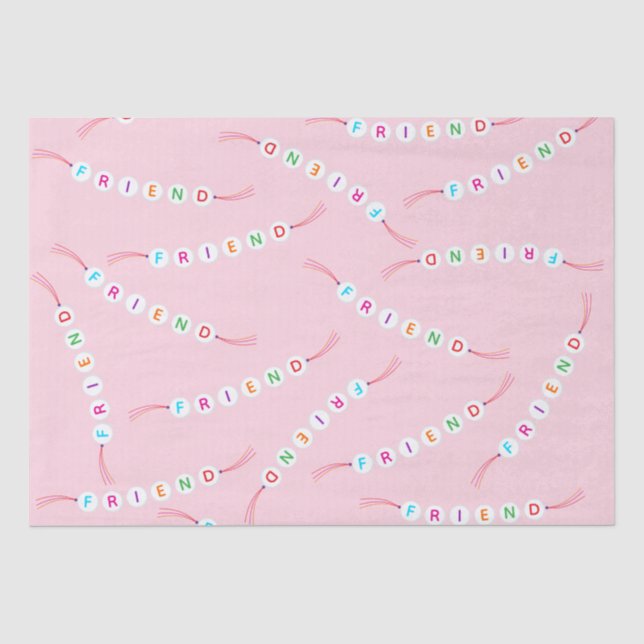 Friend cute friendship bracelet pattern light pink tissue paper (Front)