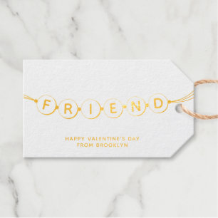 Friend cute friendship bracelet red back gold gift tags