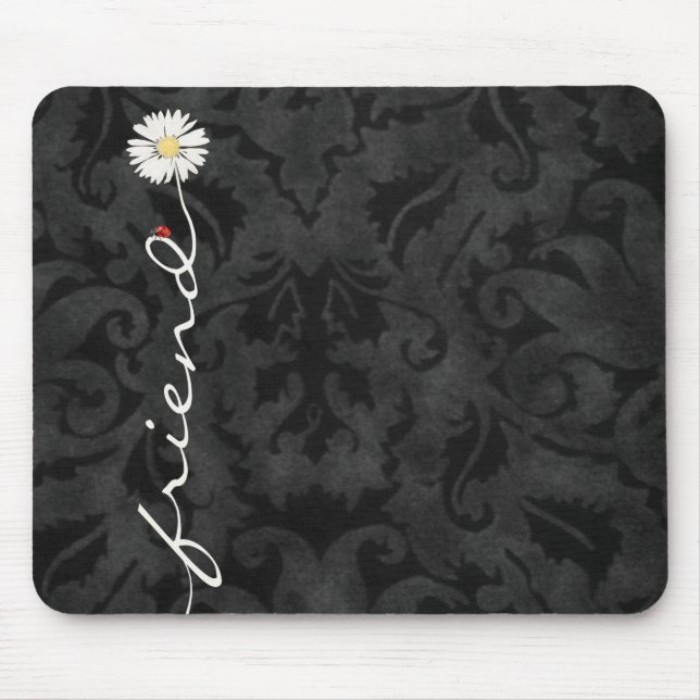 Friend Daisy and Ladybug Damask Mouse Pad (Front)