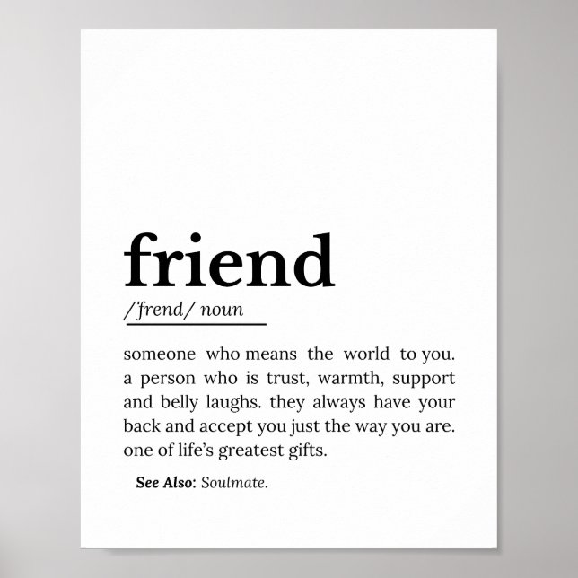 Friend Definition – Heartfelt Meaning Poster (Front)