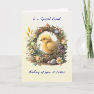 Friend Easter Chick in Grapevine Wreath Card