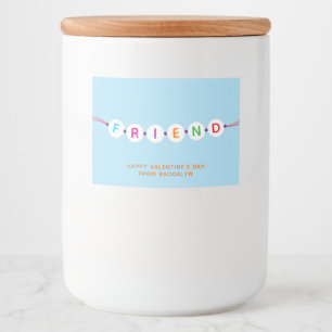 Friend friendship bracelet blue Valentine's Day Food Label