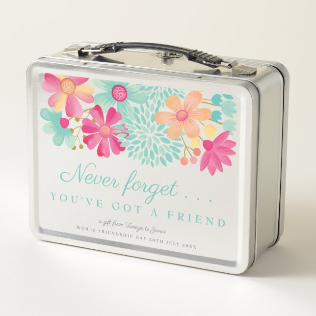 Friend Friendship Day Personalized Tin Storage Metal Lunch Box (Back)