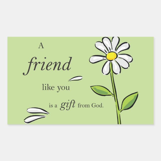Friend Gift From God, Daisy on Green, Religious Sticker (Front)
