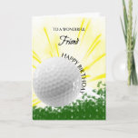 Friend Golfer Birthday Card<br><div class="desc">Give your golf loving friend a golfer card with an explosive golf theme! A soaring golf ball with the words 'To a wonderful friend'.</div>