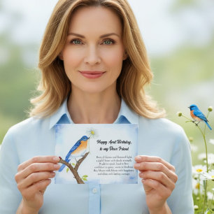 Friend Happy April Birthday with Bluebird Card