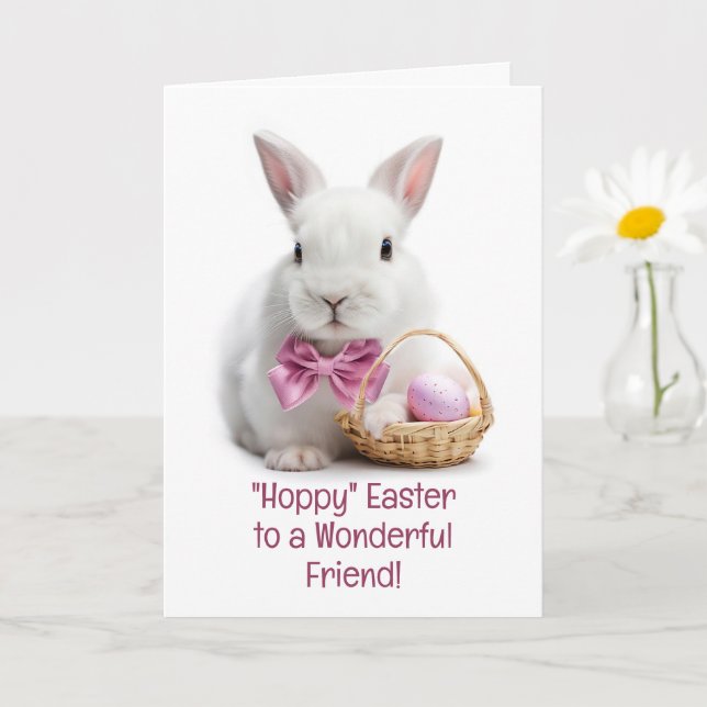 Friend Happy Easter Cute Bunny with Little Basket Card (Small Plant)