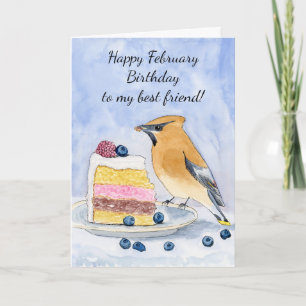 Friend Happy February Birthday Bird Card