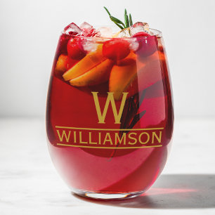 Friend Housewarming Gift Classic Personalized Name Stemless Wine Glass