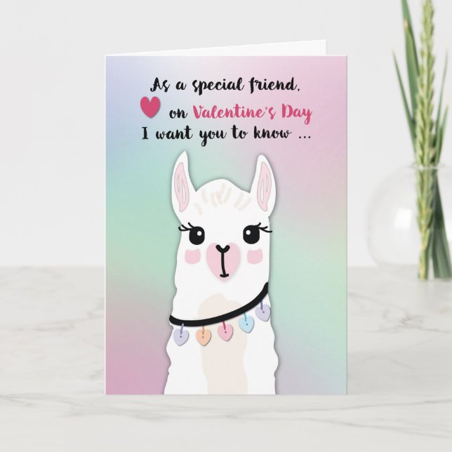 Friend Llamas Valentine’s Day Hearts Card (Front)