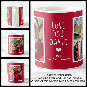 Friend Love You 2 Photos Modern Red C81 & White Coffee Mug
