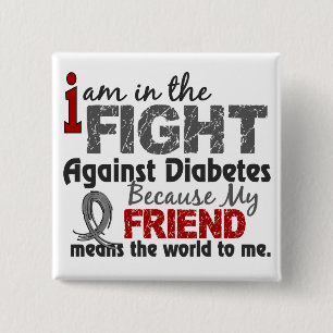 Friend Means World To Me Diabetes 2 Inch Square Button