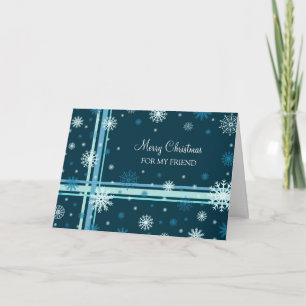 Friend Merry Christmas Card Blue Snowflakes