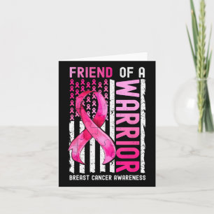 Friend Of A Warrior Breast Cancer Usa Flag Awarene Card