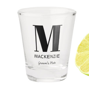 Friend of Groom Monogram Name Shot Glass