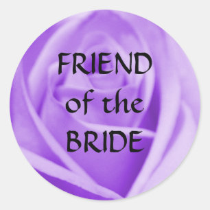 FRIEND of the BRIDE- (large) lavender rose sticker