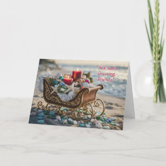 Friend or Friends Christmas Holiday Ocean Beach  Card