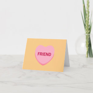 Friend orange pink conversation heart Valentine's Card