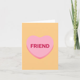Friend orange pink conversation heart Valentine's Note Card