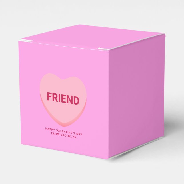 Friend pink conversation heart Valentine's Day Favor Box (Front Side)