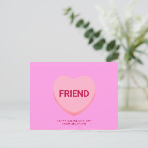 Friend pink conversation heart Valentine's Day Postcard